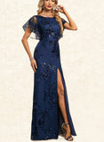 Rylie Trumpet/Mermaid Scoop Floor-Length Lace Sequin Evening Dress UKP0021058