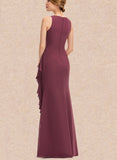 Gwen Sheath/Column Scoop Floor-Length Chiffon Evening Dress With Cascading Ruffles UKP0021062