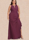 Gwen Sheath/Column Scoop Floor-Length Chiffon Evening Dress With Cascading Ruffles UKP0021062