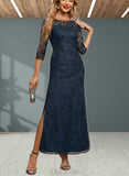 Jenna Sheath/Column Scoop Illusion Ankle-Length Lace Evening Dress With Sequins UKP0021064