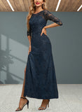 Jenna Sheath/Column Scoop Illusion Ankle-Length Lace Evening Dress With Sequins UKP0021064