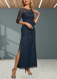 Jenna Sheath/Column Scoop Illusion Ankle-Length Lace Evening Dress With Sequins UKP0021064