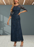 Jenna Sheath/Column Scoop Illusion Ankle-Length Lace Evening Dress With Sequins UKP0021064