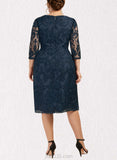 Jacey Sheath/Column Scoop Knee-Length Lace Cocktail Dress UKP0021071