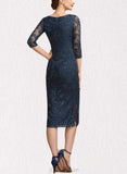 Jacey Sheath/Column Scoop Knee-Length Lace Cocktail Dress UKP0021071