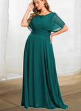 Maeve A-line Cowl Floor-Length Chiffon Evening Dress With Beading Pleated UKP0021076