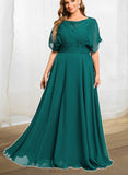 Maeve A-line Cowl Floor-Length Chiffon Evening Dress With Beading Pleated UKP0021076