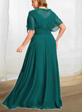 Maeve A-line Cowl Floor-Length Chiffon Evening Dress With Beading Pleated UKP0021076