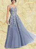 Lorena A-line Sweetheart Illusion Floor-Length Lace Tulle Evening Dress UKP0021078