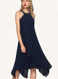 Ada A-line Scoop Asymmetrical Chiffon Cocktail Dress With Beading UKP0021090