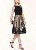 Jessica A-line Scoop Knee-Length Tulle Stretch Crepe Cocktail Dress With Beading Sequins UKP0021096