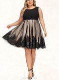 Jessica A-line Scoop Knee-Length Tulle Stretch Crepe Cocktail Dress With Beading Sequins UKP0021096