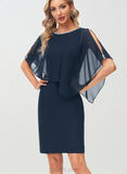 Mollie Sheath/Column Scoop Chiffon Cocktail Dress With Beading UKP0021097