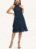 Cali A-line Scoop Knee-Length Chiffon Cocktail Dress UKP0021100