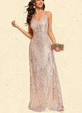 Regan Sheath/Column V-Neck Floor-Length Sequin Prom Dresses UKP0021101