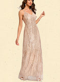 Regan Sheath/Column V-Neck Floor-Length Sequin Prom Dresses UKP0021101