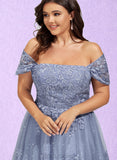 Maren Ball-Gown/Princess Off the Shoulder Sweep Train Lace Tulle Evening Dress With Sequins UKP0021102