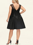 Lindsey A-line Scoop Knee-Length Lace Satin Tulle Cocktail Dress With Beading Sequins UKP0021103