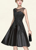 Lindsey A-line Scoop Knee-Length Lace Satin Tulle Cocktail Dress With Beading Sequins UKP0021103