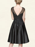 Lindsey A-line Scoop Knee-Length Lace Satin Tulle Cocktail Dress With Beading Sequins UKP0021103