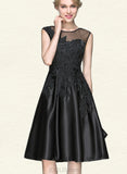 Lindsey A-line Scoop Knee-Length Lace Satin Tulle Cocktail Dress With Beading Sequins UKP0021103