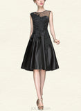 Lindsey A-line Scoop Knee-Length Lace Satin Tulle Cocktail Dress With Beading Sequins UKP0021103