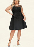 Lindsey A-line Scoop Knee-Length Lace Satin Tulle Cocktail Dress With Beading Sequins UKP0021103