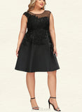 Lindsey A-line Scoop Knee-Length Lace Satin Tulle Cocktail Dress With Beading Sequins UKP0021103