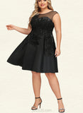 Lindsey A-line Scoop Knee-Length Lace Satin Tulle Cocktail Dress With Beading Sequins UKP0021103