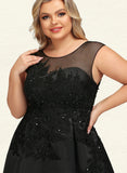 Lindsey A-line Scoop Knee-Length Lace Satin Tulle Cocktail Dress With Beading Sequins UKP0021103