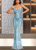 Lesley Sheath/Column V-Neck Floor-Length Sequin Prom Dresses With Sequins UKP0021111