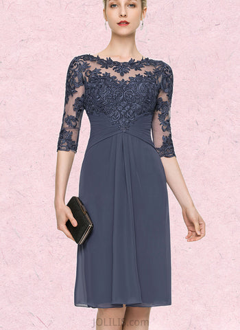 Jaycee Sheath/Column Scoop Knee-Length Chiffon Lace Cocktail Dress UKP0021115