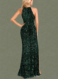 Savannah Sheath/Column Scoop Floor-Length Sequin Prom Dresses With Sequins UKP0021116