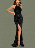 Savannah Sheath/Column Scoop Floor-Length Sequin Prom Dresses With Sequins UKP0021116