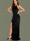 Savannah Sheath/Column Scoop Floor-Length Sequin Prom Dresses With Sequins UKP0021116