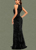 Savannah Sheath/Column Scoop Floor-Length Sequin Prom Dresses With Sequins UKP0021116