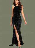 Savannah Sheath/Column Scoop Floor-Length Sequin Prom Dresses With Sequins UKP0021116