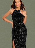 Savannah Sheath/Column Scoop Floor-Length Sequin Prom Dresses With Sequins UKP0021116