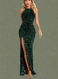 Savannah Sheath/Column Scoop Floor-Length Sequin Prom Dresses With Sequins UKP0021116