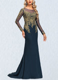 Danica Trumpet/Mermaid Scoop Illusion Sweep Train Chiffon Lace Evening Dress UKP0021117