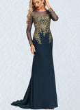 Danica Trumpet/Mermaid Scoop Illusion Sweep Train Chiffon Lace Evening Dress UKP0021117