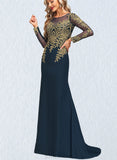 Danica Trumpet/Mermaid Scoop Illusion Sweep Train Chiffon Lace Evening Dress UKP0021117