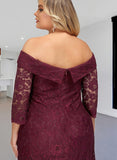 Alani Sheath/Column Off the Shoulder Knee-Length Lace Cocktail Dress With Pleated UKP0021123