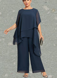 Aisha Jumpsuit/Pantsuit Separates Scoop Ankle-Length Chiffon Evening Dress UKP0021149