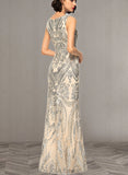 Sally Sheath/Column V-Neck Floor-Length Sequin Evening Dress UKP0021154