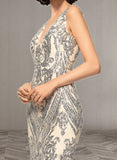 Sally Sheath/Column V-Neck Floor-Length Sequin Evening Dress UKP0021154