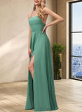 Bella A-line Square Floor-Length Chiffon Evening Dress UKP0021161