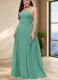 Bella A-line Square Floor-Length Chiffon Evening Dress UKP0021161