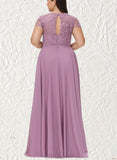 Anaya A-line Scoop Floor-Length Chiffon Lace Evening Dress UKP0021163