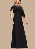 Ada A-line Scoop Illusion Floor-Length Stretch Crepe Evening Dress With Beading UKP0021166